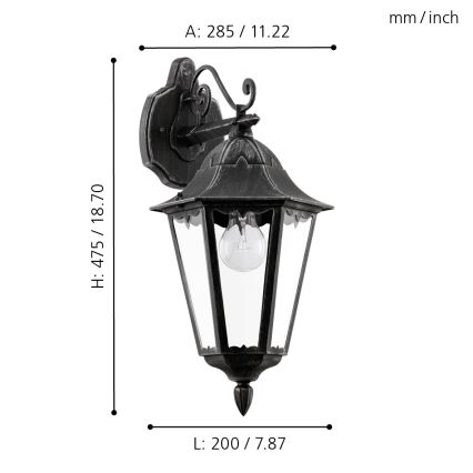 Eglo - Buiten wandlamp 1xE27/60W/230V IP44