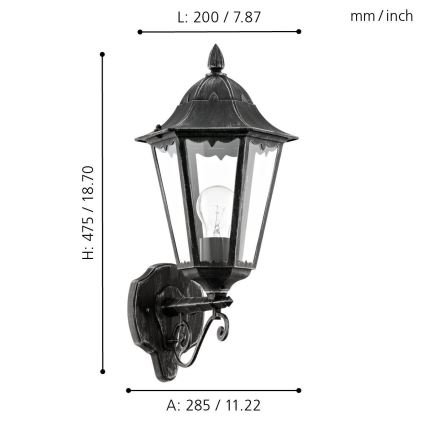 Eglo - Buiten wandlamp 1xE27/60W/230V IP44