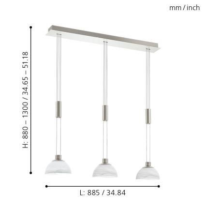 Eglo 93468 - LED Hanglamp MONTEFIO 3xLED/6W/230V