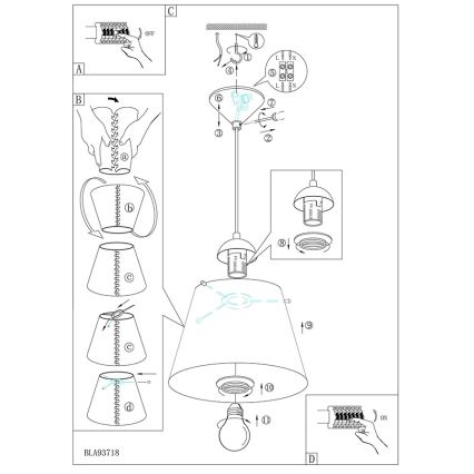 Eglo 93718 - Hanglamp kinderkamer MOLOVE 1xE27/60W/230V
