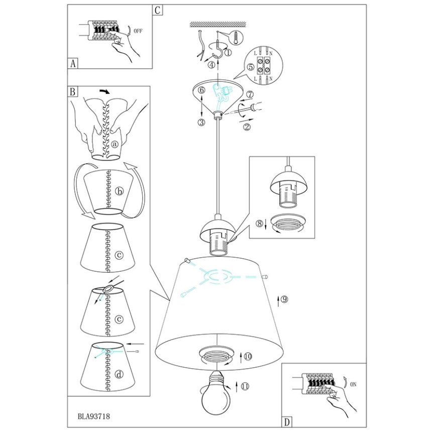 Eglo 93718 - Hanglamp kinderkamer MOLOVE 1xE27/60W/230V