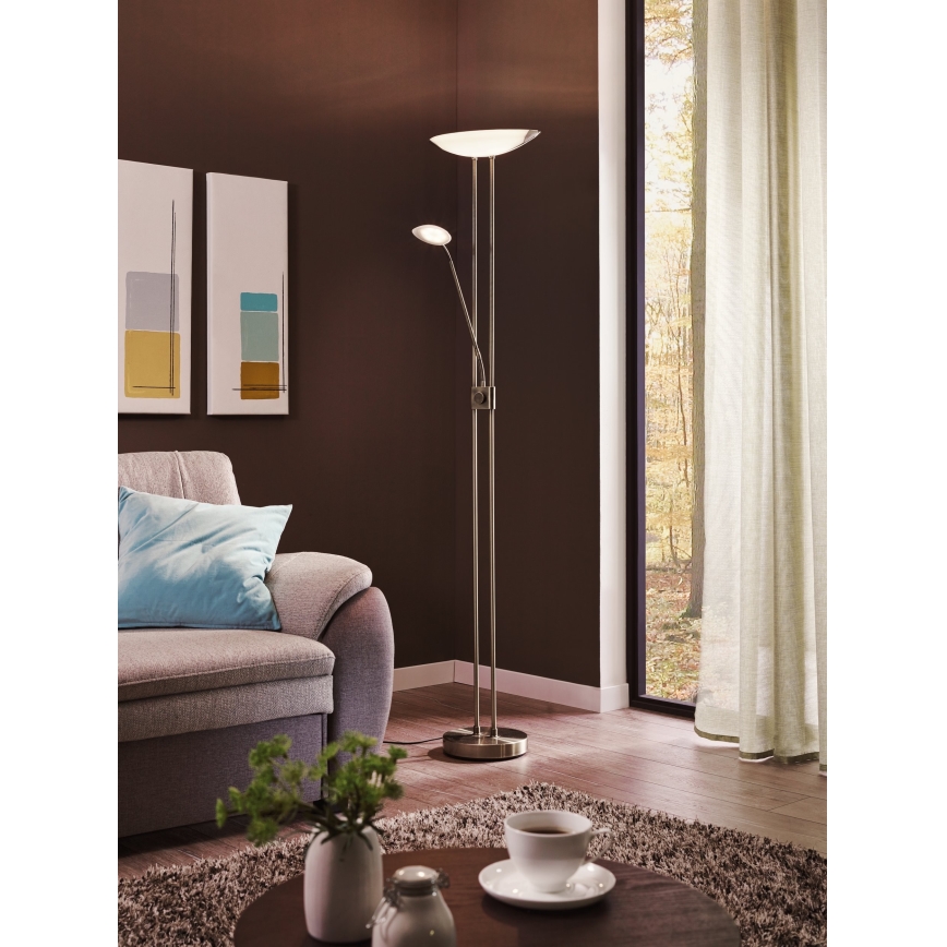 Eglo - Dimbare LED Staande lamp LED/20W + LED/2,5W mat chroom