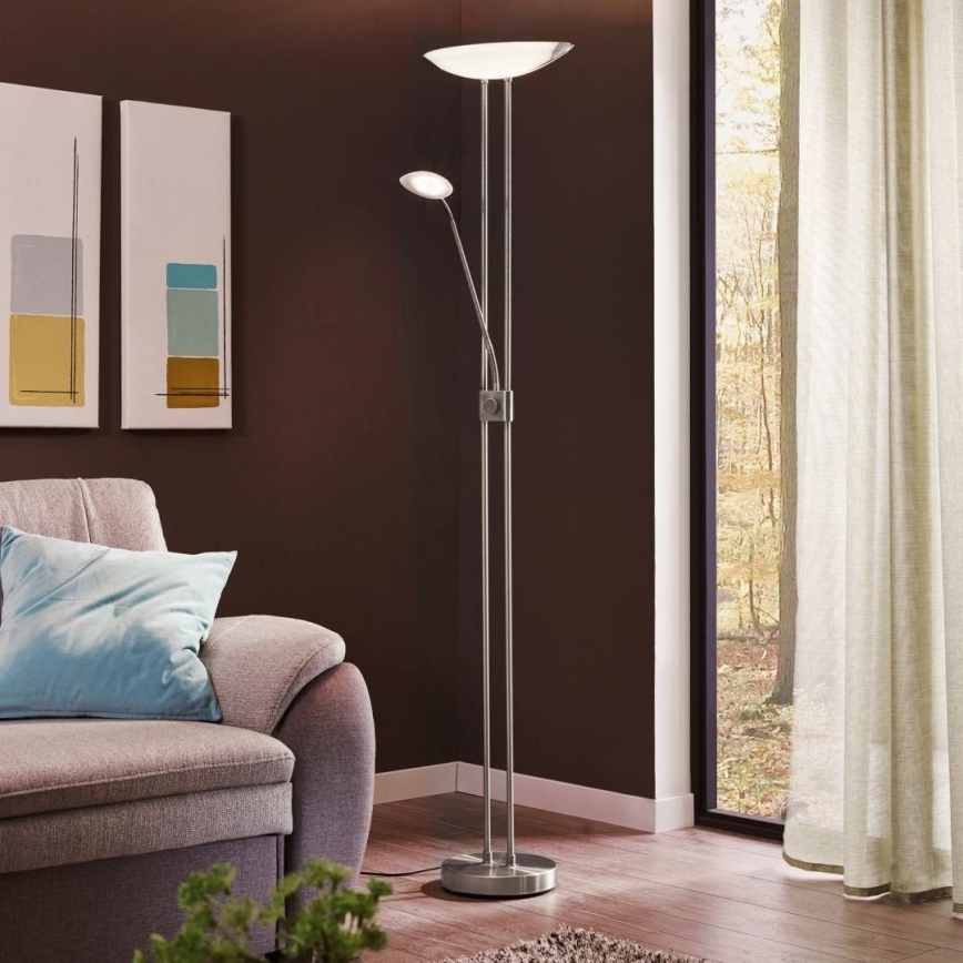 Eglo - Dimbare LED Staande lamp LED/20W + LED/2,5W glanzend chroom