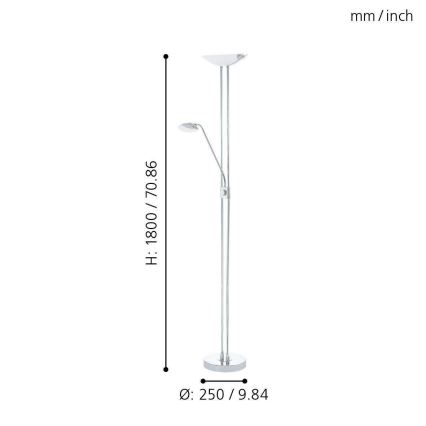 Eglo - Dimbare LED Staande lamp LED/20W + LED/2,5W glanzend chroom