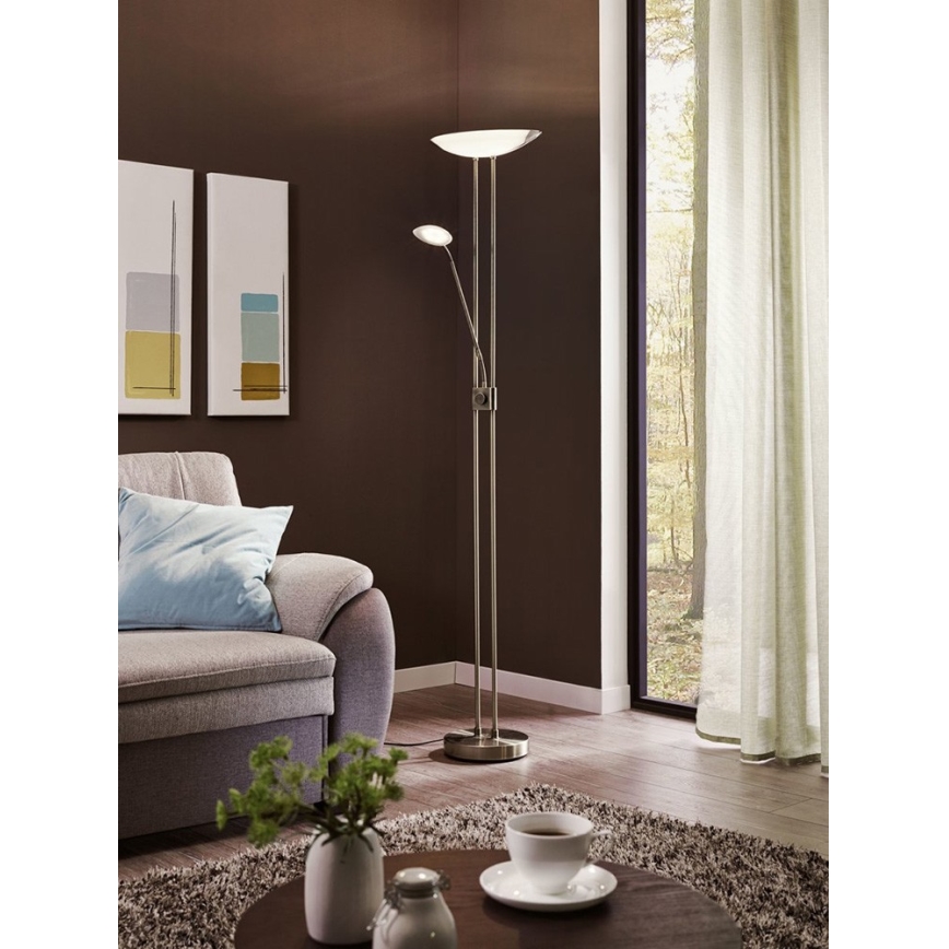 Eglo - Dimbare LED Staande lamp LED/20W + LED/2,5W brons