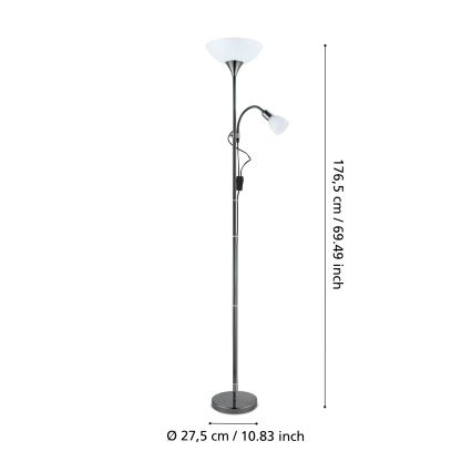 Eglo - Vloerlamp 1xE27/60W/230V + 1xE14/25W/230V zwart chroom