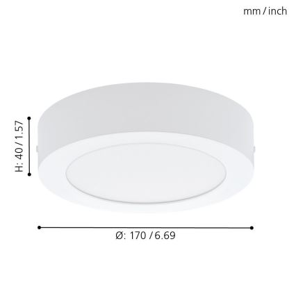 Eglo 94072 - LED plafondlamp FUEVA 1 LED/10,89W/230V Ø 17 cm