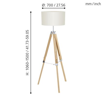 Eglo - Vloerlamp 1xE27/60W/230V