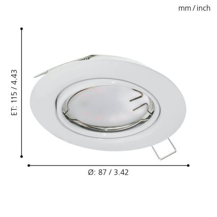 Eglo - SET 3x LED Inbouwspot PENETO 3xGU10-LED/5W/230V
