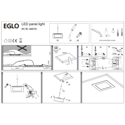 Eglo 94519 - LED inbouwspot FUEVA 1 LED/2,7W/230V 8,5x8,5 cm