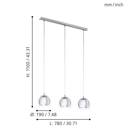 Eglo - Hanglamp 3xE27/60W/230V