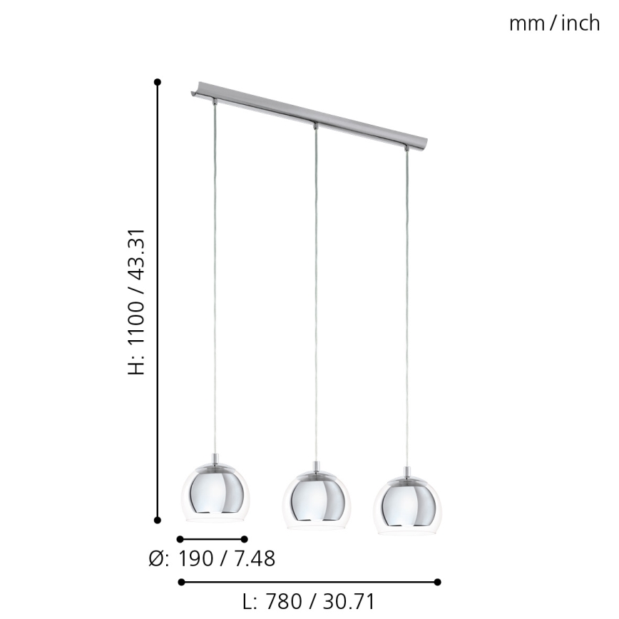 Eglo - Hanglamp 3xE27/60W/230V