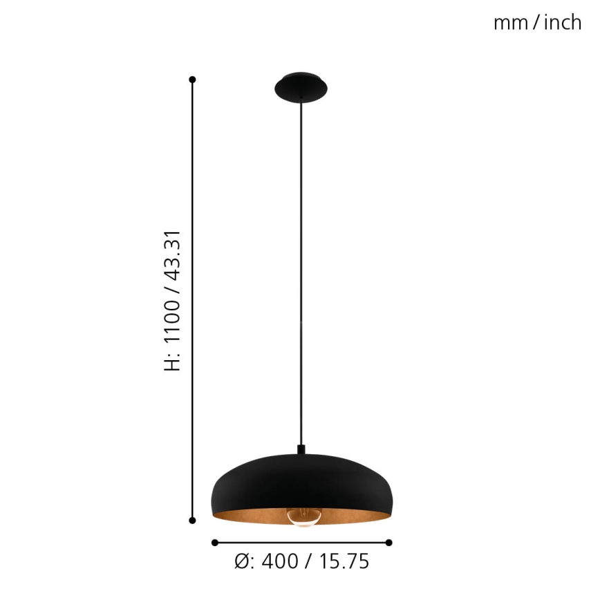 Eglo 94605 - Hanglamp MOGANO 1xE27/60W/230V