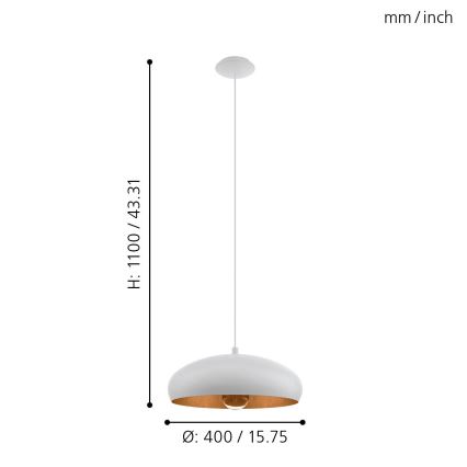 Eglo - Hanglamp 1xE27/60W/230V