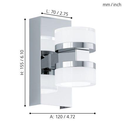 Eglo - LED Badkamer wandlamp 2xLED/4,5W/230V IP44