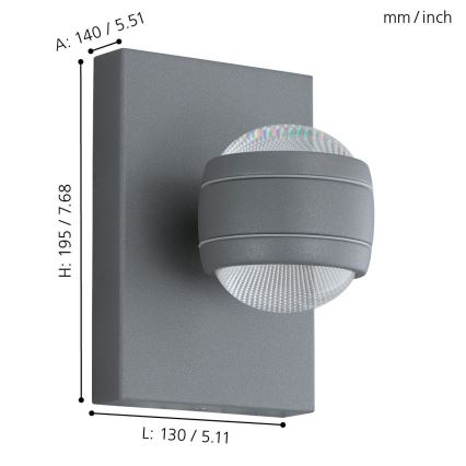 Eglo - LED Buitenlamp 2xLED/3,7W/230V IP44