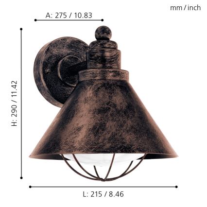 Eglo - Buitenlamp 1xE27/40W/230V IP44
