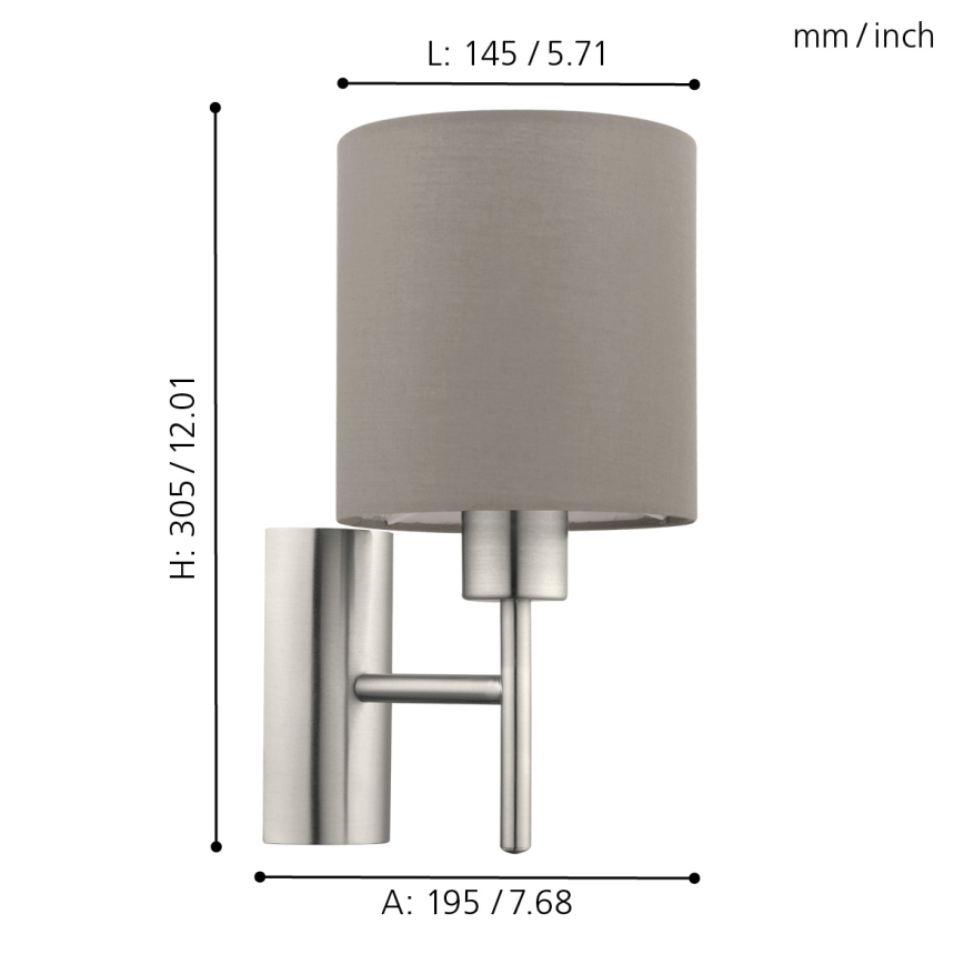 Eglo - Wandlamp 1xE27/60W/230V taupe