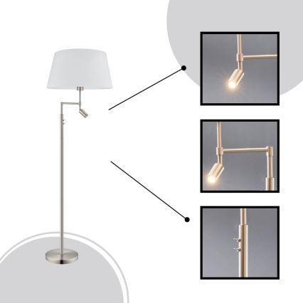 Eglo - Vloerlamp 1xE27/60W + 1xLED/2,1W