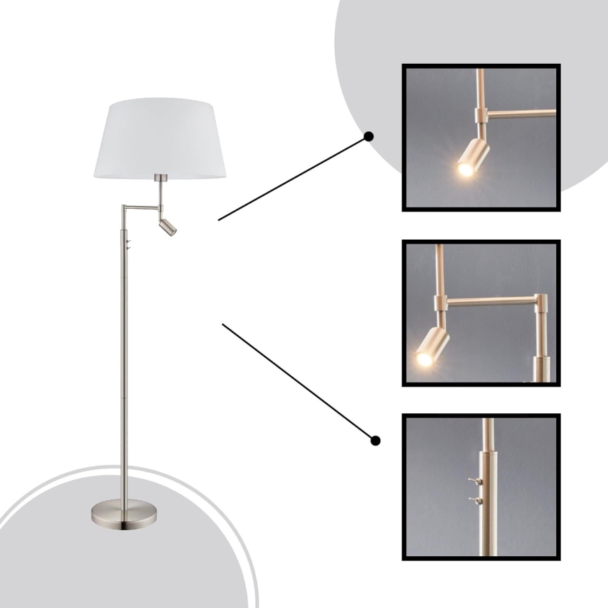 Eglo - Vloerlamp 1xE27/60W + 1xLED/2,1W