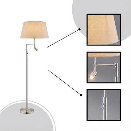 Eglo - Vloerlamp 1xE27/60W + LED/2,1W