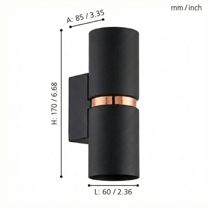 Eglo 95371 - LED-wandlamp PASSA 2xGU10-LED/4W/230V