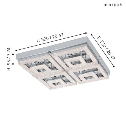 Eglo - LED Kristallen plafondverlichting LED/48W/230V