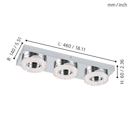 Eglo - LED Kristallen plafondverlichting 3xLED/4W/230V