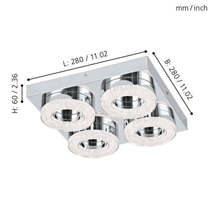 Eglo - LED Kristallen plafondverlichting 4xLED/4W/230V