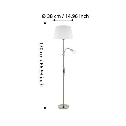 Eglo - Vloerlamp 1xE27/60W + 1xE14/40W