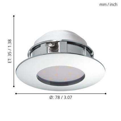 Eglo - SET 3x LED Inbouwlamp PINEDA 1xLED/4,9W/230V