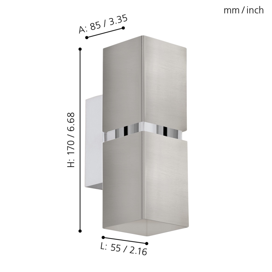 Eglo 96264 - LED-wandlamp PASSA 2xGU10/2,8W/230V vierkant