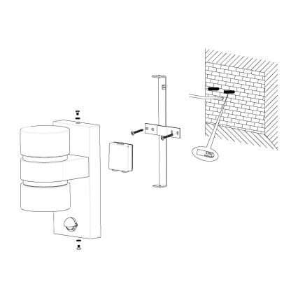 Eglo - LED Wandlamp voor buiten met sensor 2xLED/6W IP44