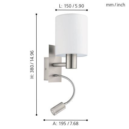 Eglo - LED Wandlamp 1xE27/40W+LED/3,8W wit