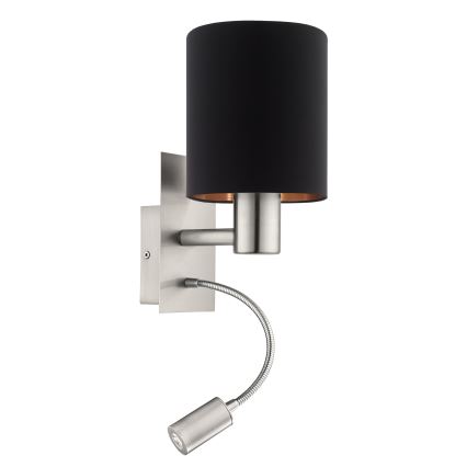 Eglo - LED Flexibele lamp 1xE27/40W+LED/3,8W zwart