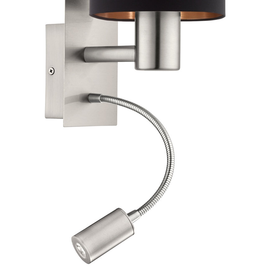Eglo - LED Flexibele lamp 1xE27/40W+LED/3,8W zwart