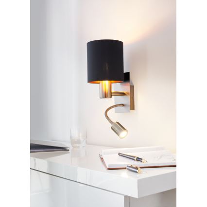 Eglo - LED Flexibele lamp 1xE27/40W+LED/3,8W zwart