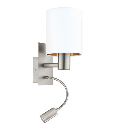 Eglo - LED Flexibele lamp 1xE27/40W+LED/3,8W wit