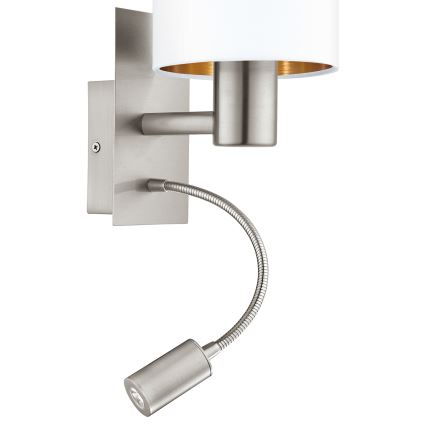 Eglo - LED Flexibele lamp 1xE27/40W+LED/3,8W wit