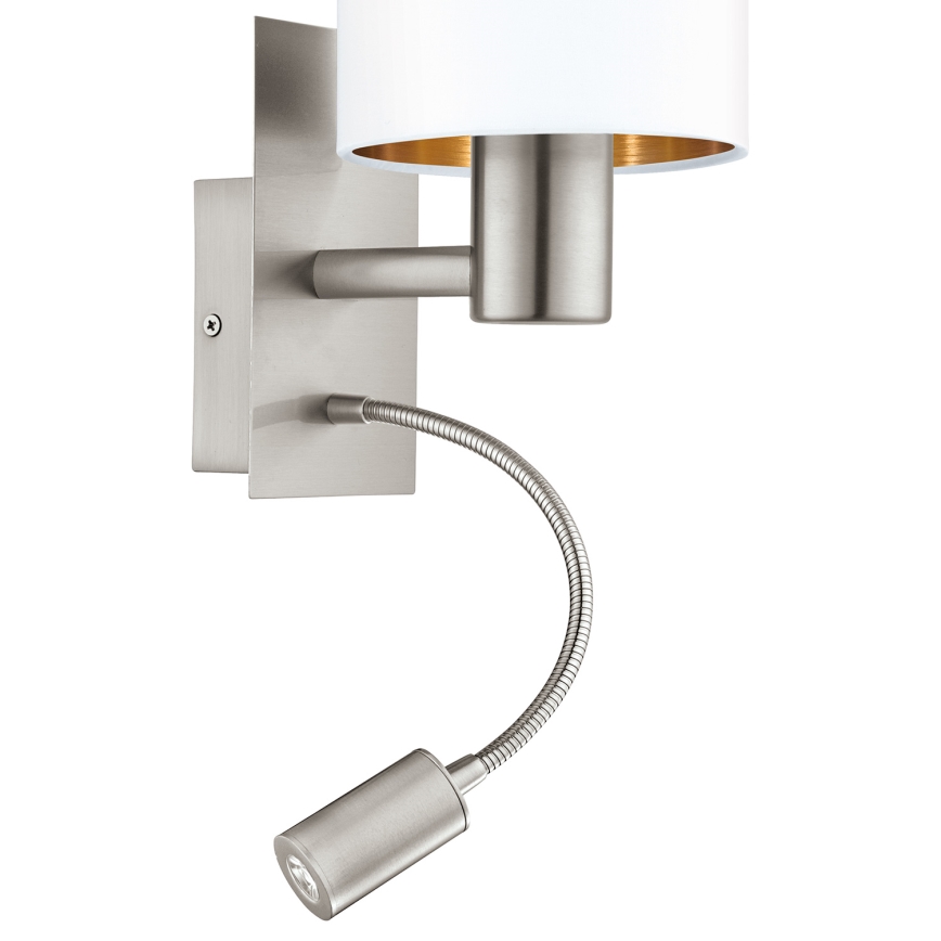 Eglo - LED Flexibele lamp 1xE27/40W+LED/3,8W wit