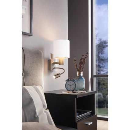 Eglo - LED Flexibele lamp 1xE27/40W+LED/3,8W wit