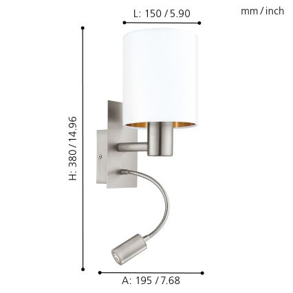 Eglo - LED Flexibele lamp 1xE27/40W+LED/3,8W wit