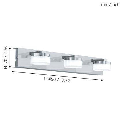 Eglo - LED Dimbaar Badkamer wandlamp 3xLED/7,2W/ IP44