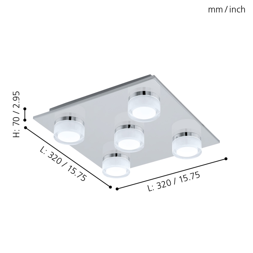Eglo - LED Dimbare badkamer plafondverlichting 5xLED/7,2W/ IP44