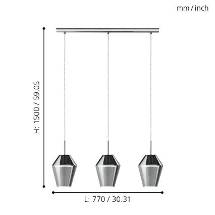 Eglo - Hanglamp 3xE27/28W/230V