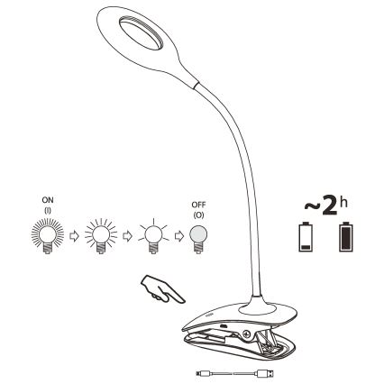 Eglo - Dimbare LED lamp met klem 1xLED/3W/230V 500 mAh wit