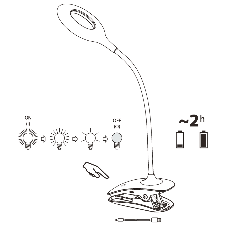 Eglo - Dimbare LED lamp met klem 1xLED/3W/230V 500 mAh wit