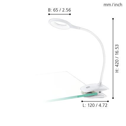 Eglo - Dimbare LED-lamp met clip LED/3W/5V 500 mAh wit