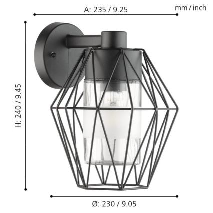 Eglo - Buiten wandlamp 1xE27/60W/230V IP44