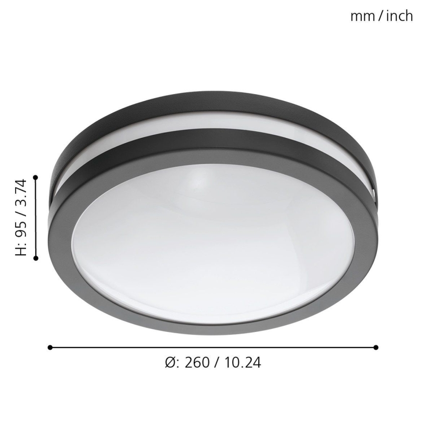 Eglo 97237 - Dimbare LED-plafondlamp voor badkamer LOCANA-C LED/14W/230V IP44 antraciet